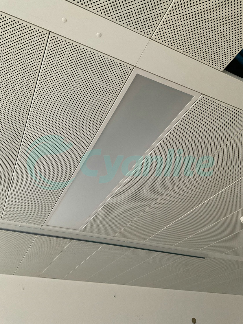 SAS330 metal ceiling retrofit ZW/Cyanlite LED Lighting for SAS330 Hook-Over Bandraster Metal Ceiling ZW Project - Trial Install